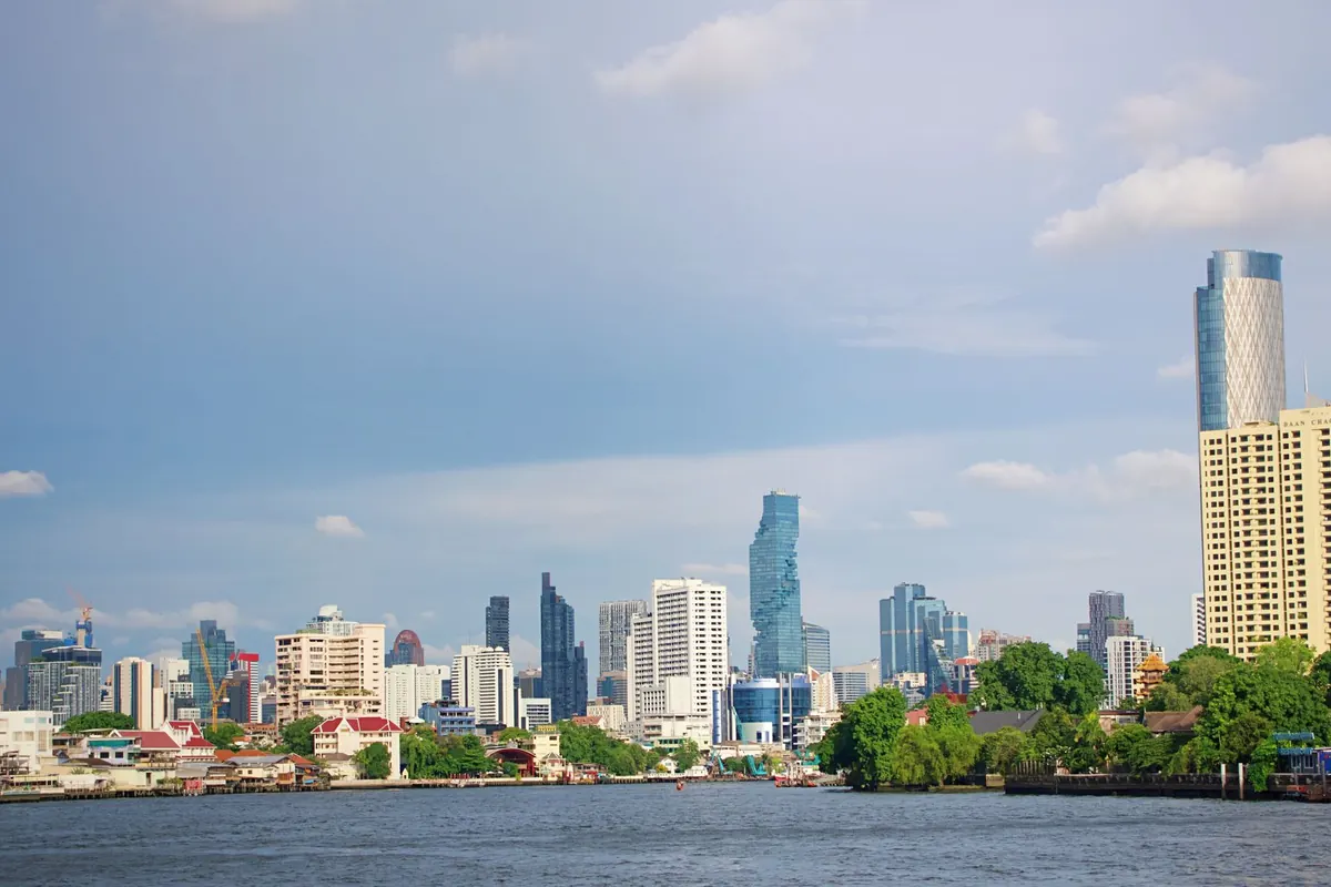 Bangkok skyline along the Chao Phraya River