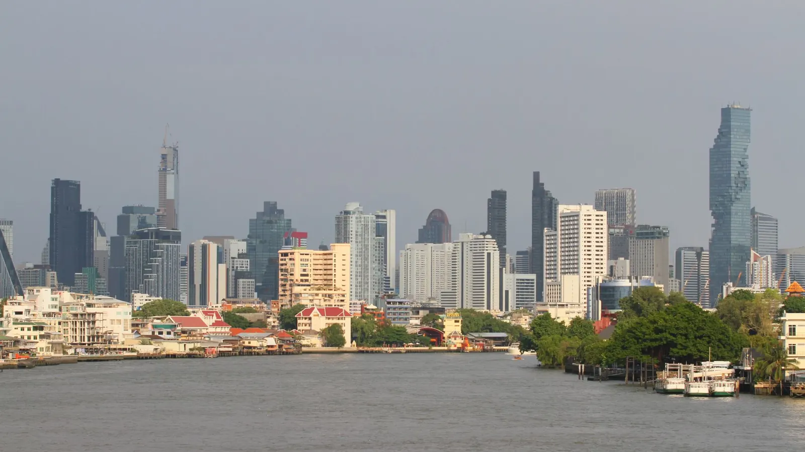 Bangkok skyline along the Chao Phraya River, Thailand